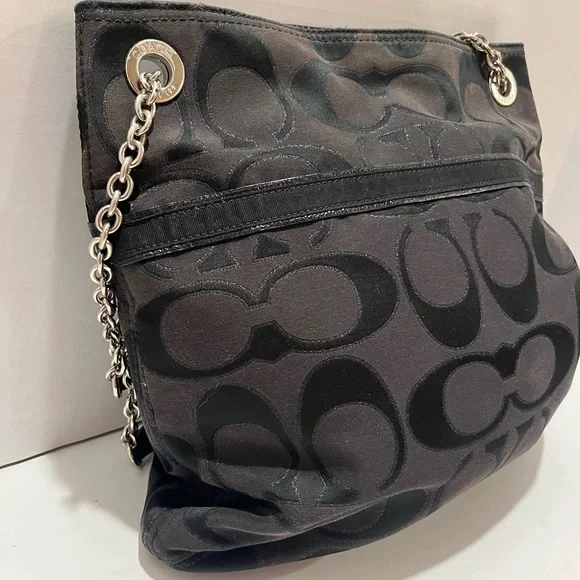 Coach Poppy Signature Logo Canvas Shoulder Bag - Picture 6 of 16